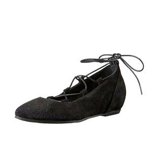 NEW Eric Michael Women Marissa Suede Hidden Wedge Ballet Wrap Lace Up Dress Shoe